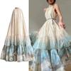Summer Holiday Ink Printing Loose Halter Dress Women's Sleeveless Organza Beach Party Off Shoulder Lace-up Oversize Robe Femme
