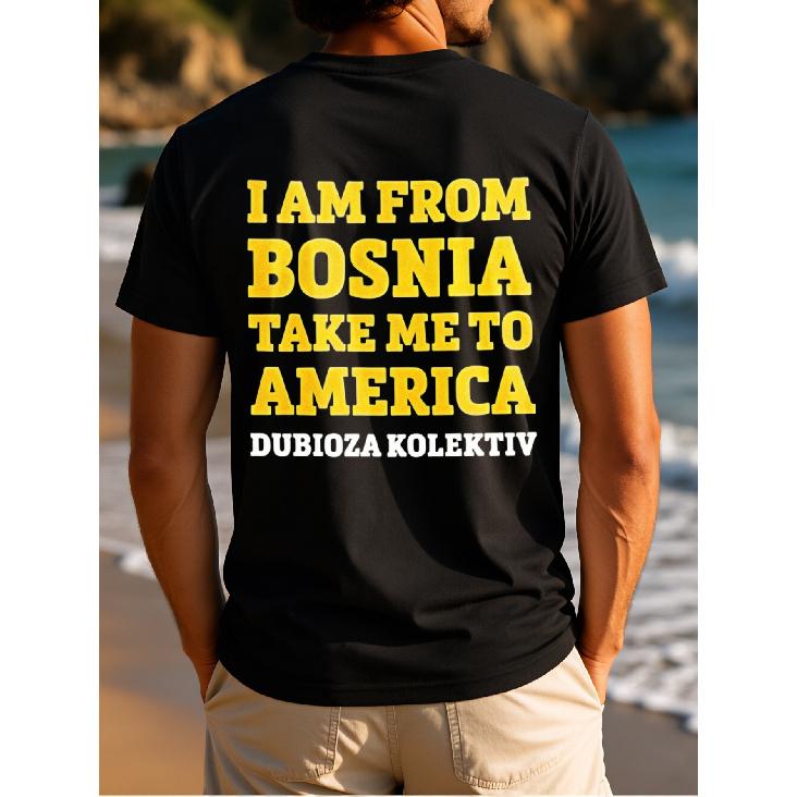 Men's Bosnia America Dubioza Kolektiv T-Shirt - Music Gift Suitable for Music Lovers & Travelers, Casual Round Neck Tee with Back Print Design,
