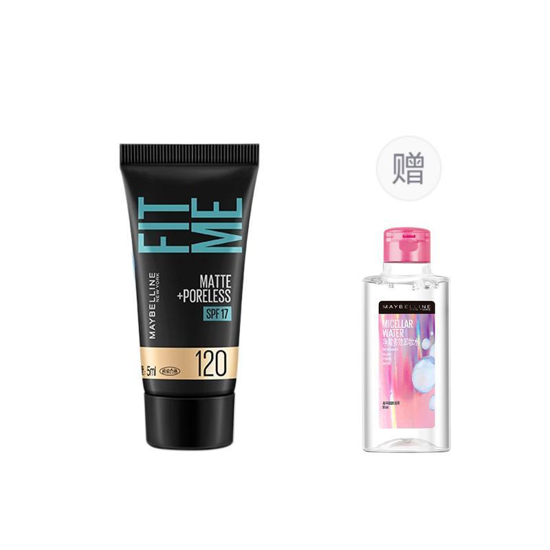 Maybelline Fitme пробник стойкой жидкой тональной основы Maybelline 5 мл Средство для снятия макияжа 95 мл - Для жирной кожи 120 Желтовато-белый Средство для снятия макияжа 95 г
