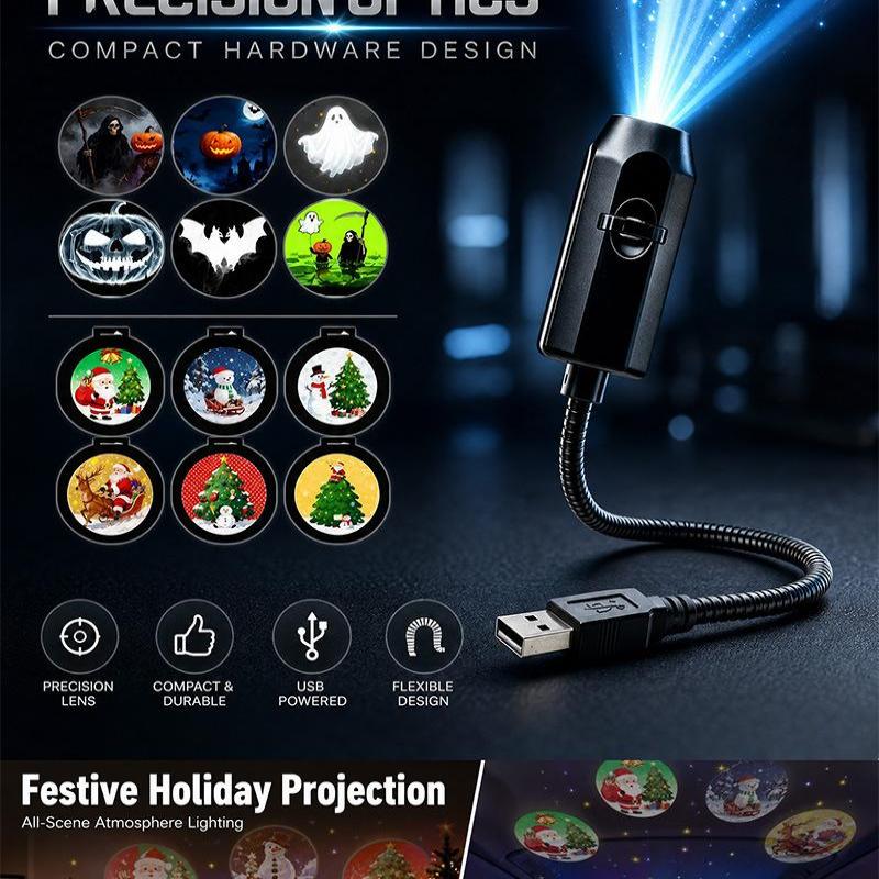 USB Рождественский 360-градусный проектор ночник, подходит для детских спален, подарков на день рождения и домашнего декора