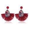 New Fashion Jewelry Charm Crystal Glitter Sequins  Dangle Tassel Earrings Teardrop Fringe Drop