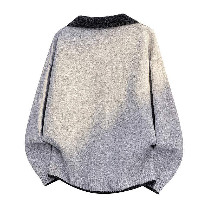 New Autumn and Winter Fake Two-piece Shirt Collar Sweater Men Knitted Couple Coat Men Pullover Versatile Top