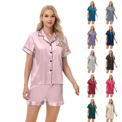 Пижамы из ледяного шелка женские с длинными и короткими рукавами атласные большие размеры пижамы домашняя одежда