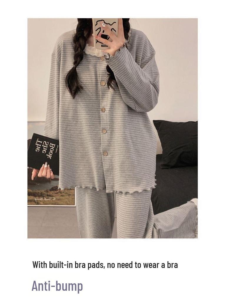 Хлопковая пижама для беременных на весну/осень - Одежда для кормления и послеродовая одежда для беременных женщин