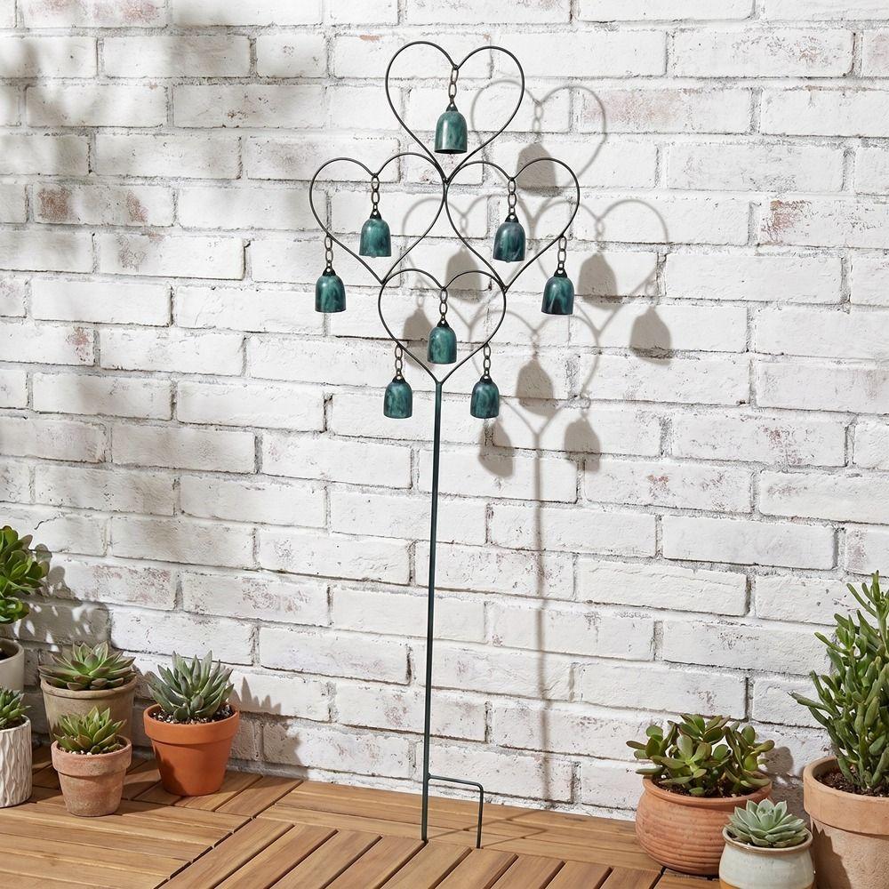 Rustic Wind Chime Ground Plug Heart-Shaped Yard Ornament Garden Decoration Outdoor Decoration
