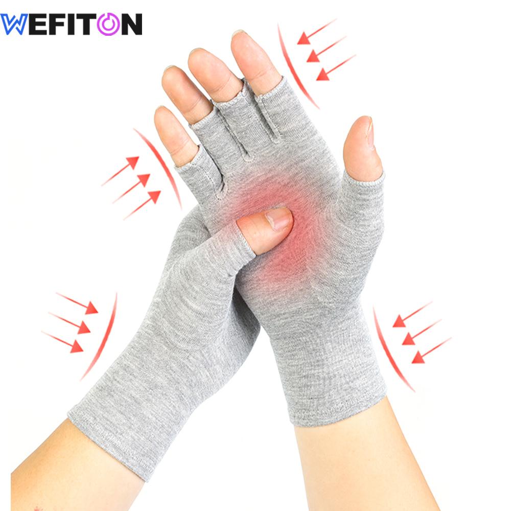 1 пара компрессионных бамбуковых перчаток от артрита - Компрессионные перчатки для поддержки при боли в суставах - Мужские и женские перчатки без пальцев для спорта