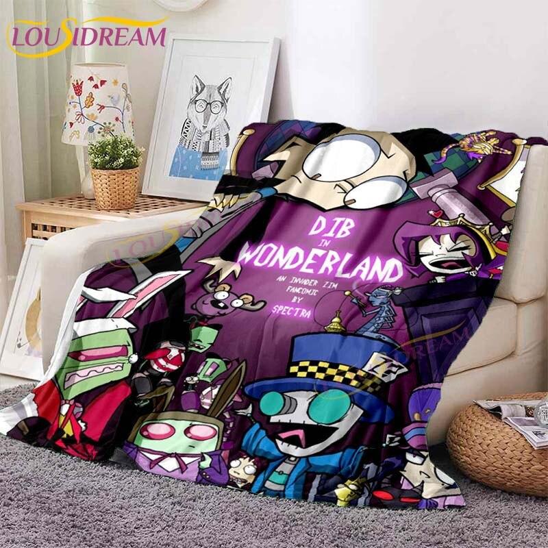 Одеяло Invader ZIM, классическое одеяло с принтом инопланетянина, фланелевое одеяло с мультяшным принтом для кровати, дивана, офиса, детское одеяло, подарки