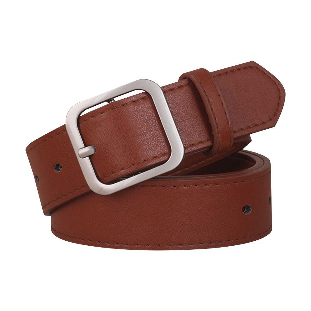 Женский шикарный повседневный поясной ремень кожаный ремень квадратная пряжка-булавка Поясная лента для женского платья