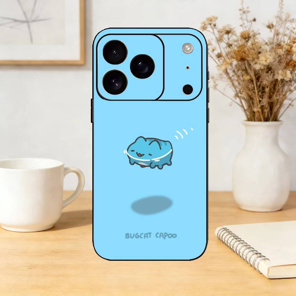 Cartoon Cute Bugcat Capoo Phone Case Silicone black Soft For IPhone 17,16,15,14,13,12,11,SE,Plus Pro Max