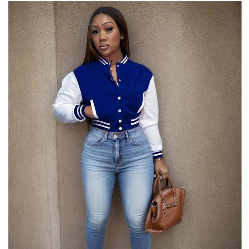 Женская летняя однобортная повседневная спортивная куртка с цветными блоками, куртка