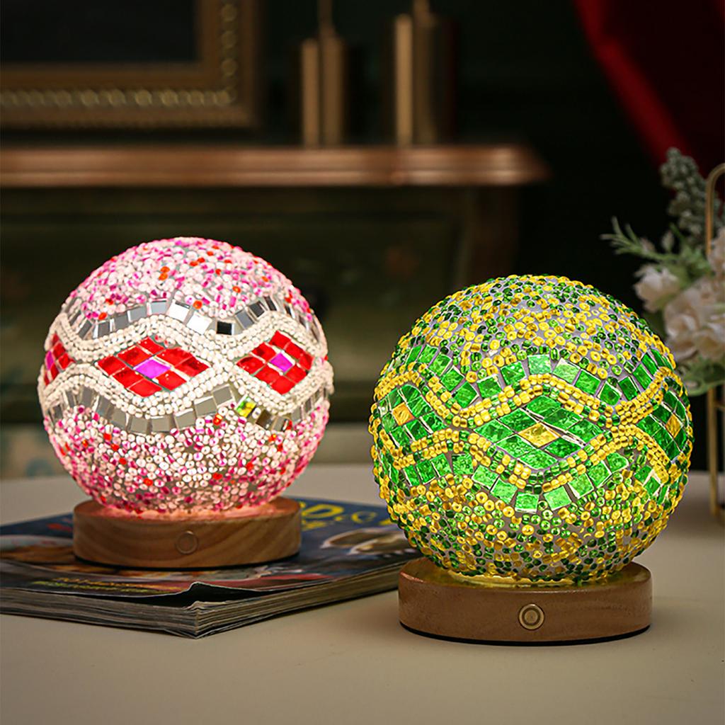 USB Зарядка Сенсорный Три Цвета Бесконечная Регулировка Яркости Барочный Ночник Зарядная Настольная Лампа Декоративная Стеклянная Лампа