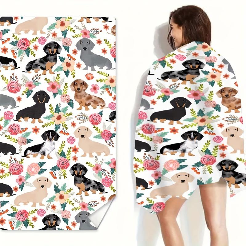 Cartoon Dogs Beach Towel, Super Absorbent Quick Dry Lightweight for Beach Swimming Camping Travel