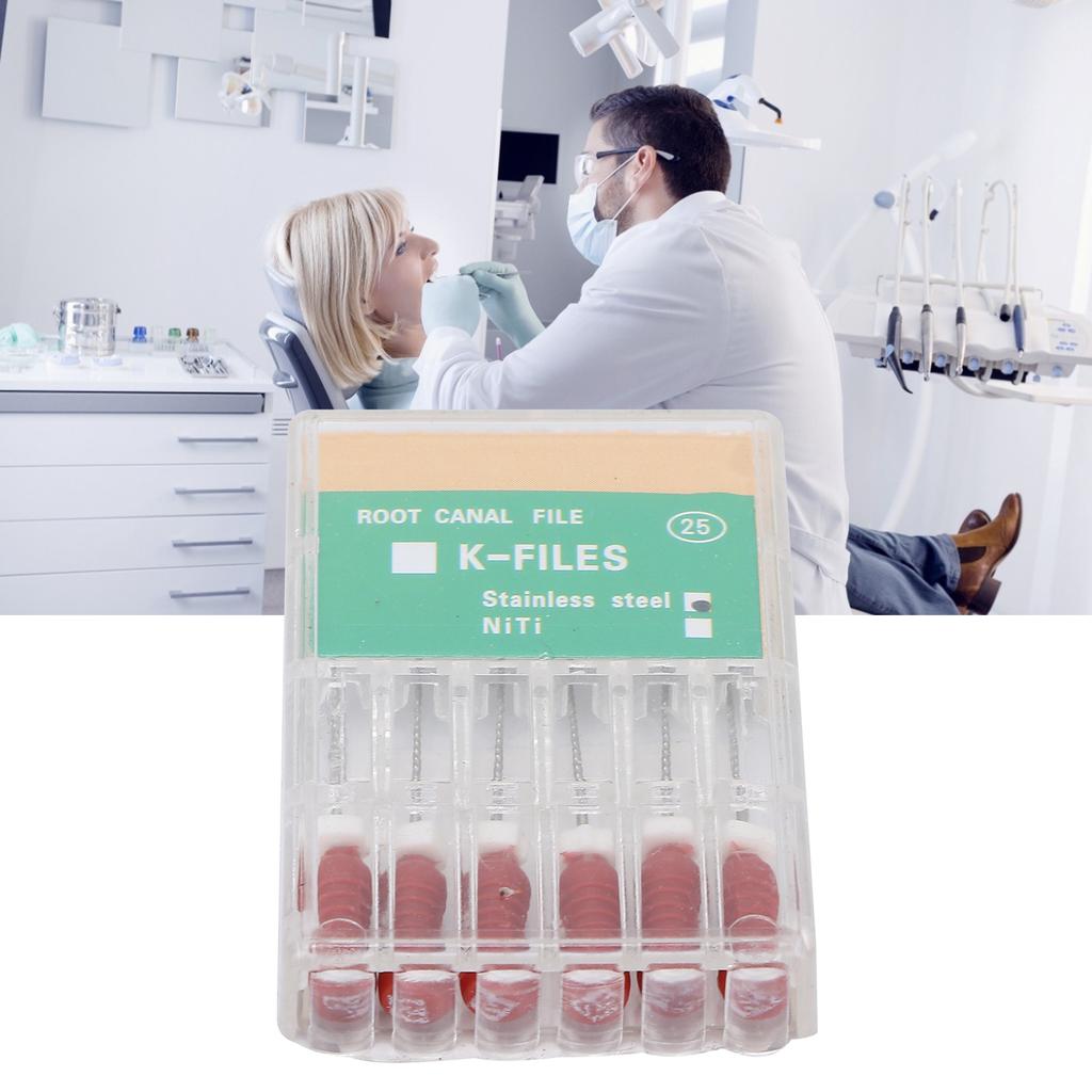 Файлы для корневых каналов из нержавеющей стали для стоматологической клиники Эндодонтический K-файл Аксессуар для стоматологического инструмента