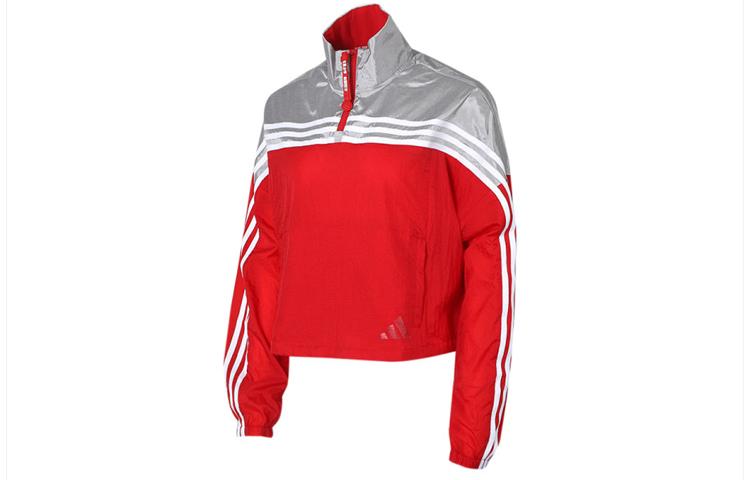 adidas Куртки Женские Красный Серый Многоцветный Воротник-стойка Умеренный Другое GJ9021