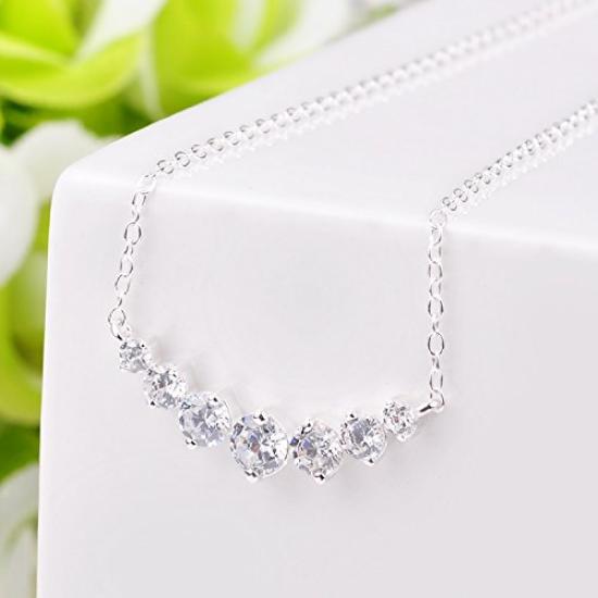 [Ashley Jewelry] Серебряная цепочка 925 пробы, простой линейный дизайн, бриллиант CZ, женская