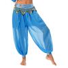 Womens Belly Dance Costume Chiffon Bloomers Plastic Beads Tassels Metallic Ruched Waistband Side Split Pants