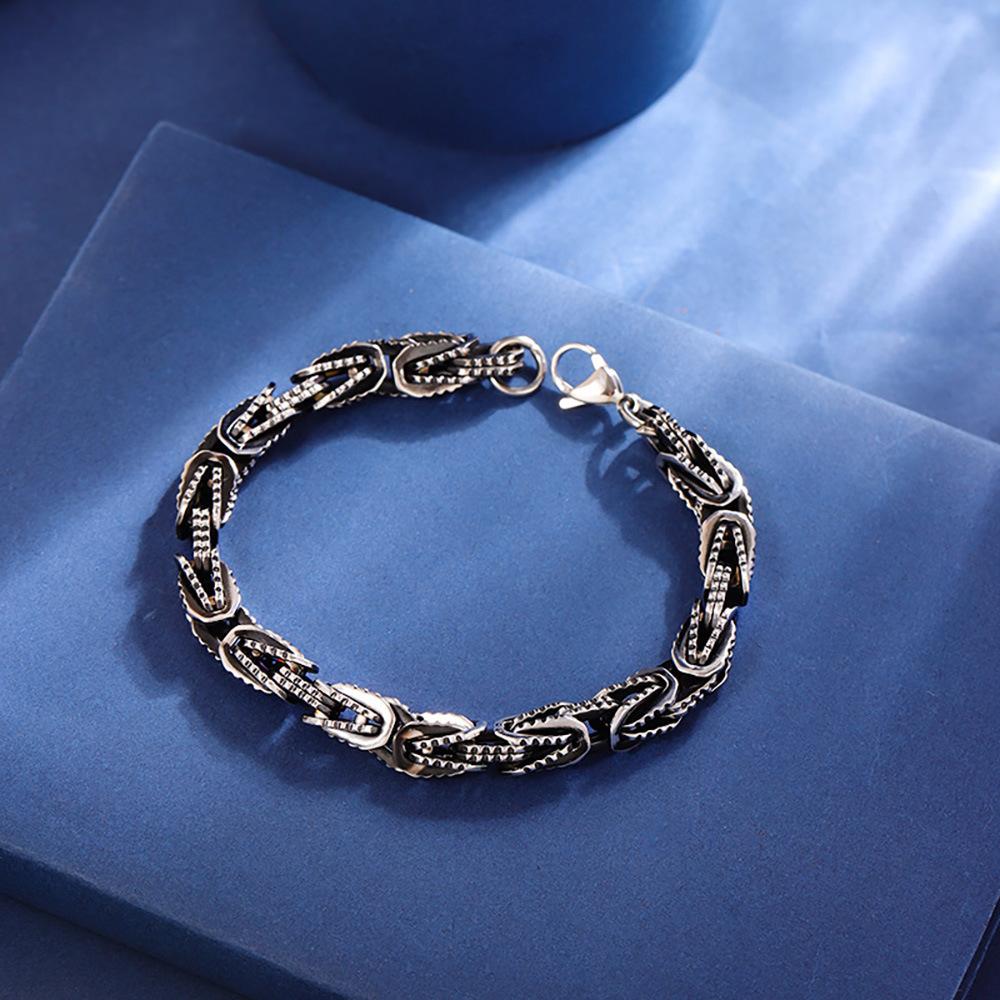 Новый высококачественный персонализированный нишевый браслет диаметром 8 мм из титановой стали в винтажном стиле в стиле хэви-метал