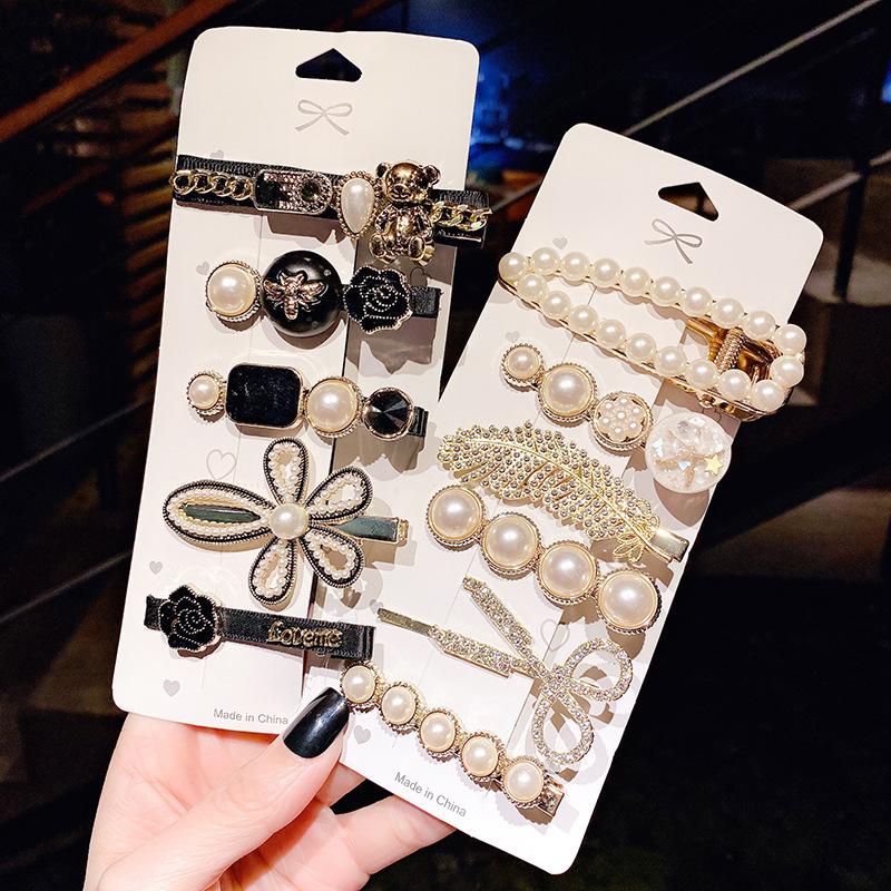 5-6 шт., элегантные винтажные заколки для волос с жемчугом, женские модные заколки с геометрическим цветком, головные уборы, милые заколки для девочек, аксессуары для волос