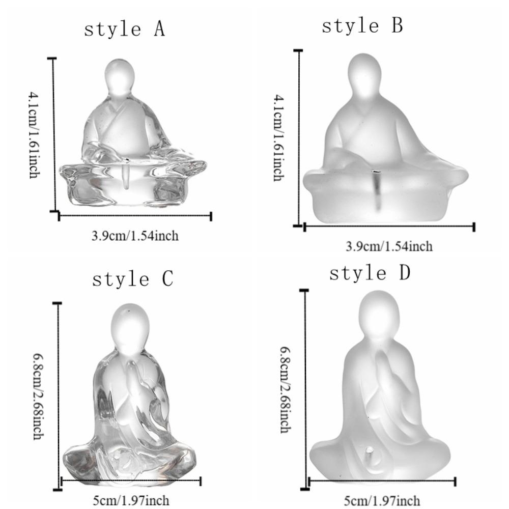 Finely Carved Glass Zen Buddha Statue Retro Transparent Tea Ceremony Ornaments Mini Delicate Crystal Ornament Office