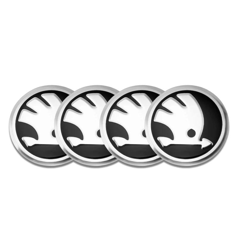 KJGK5 4Pcs 56mm+60mm Aluminium VRS Logo Car Wheel Centen Caps Sticker For Skoda Panal Octavia 2 3 A7 Fabia MK1 VRS Sticker Accessories