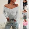 Sexy And Fashionable V-neck Off-shoulder Stitching Long-sleeved Solid Color Slim-fitting All-match Jumpsuit