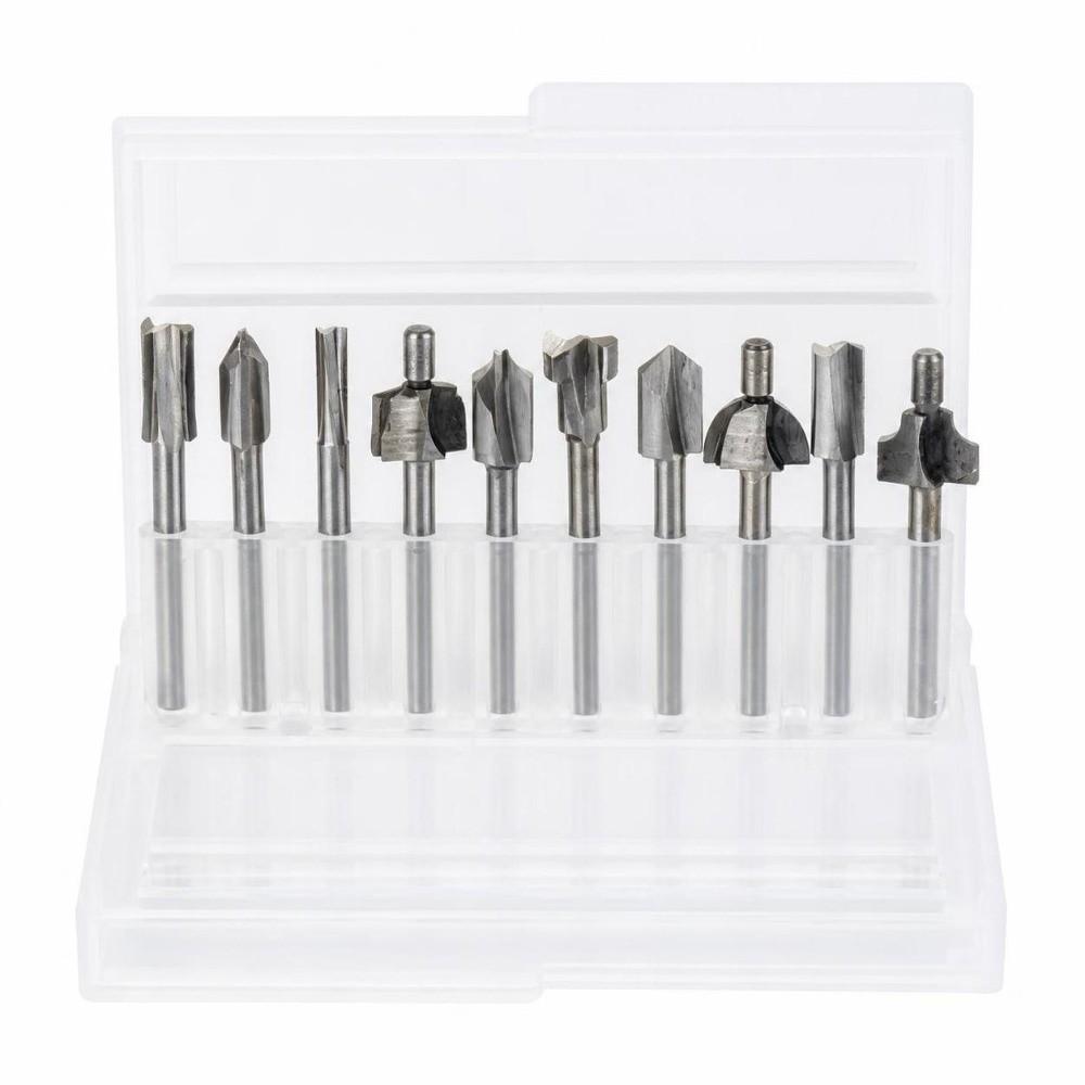 10PCS 1/8" Shank Router Bits Set HSS Material Flush Trim Bit Durable Wood Carving Bit Woodworking