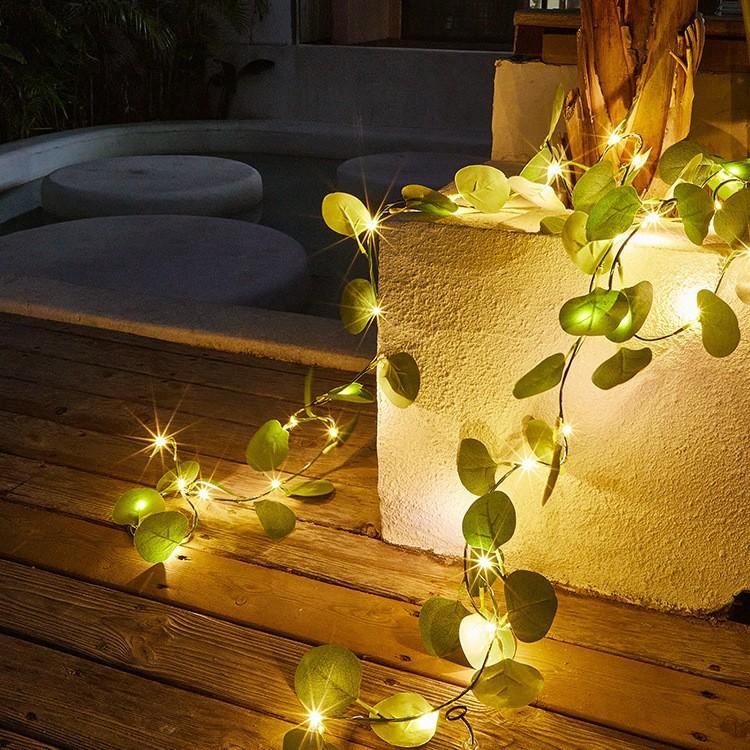 Leaf String Lights, Four Green Leaves, European Wedding Party Home Wall Decor Lights
