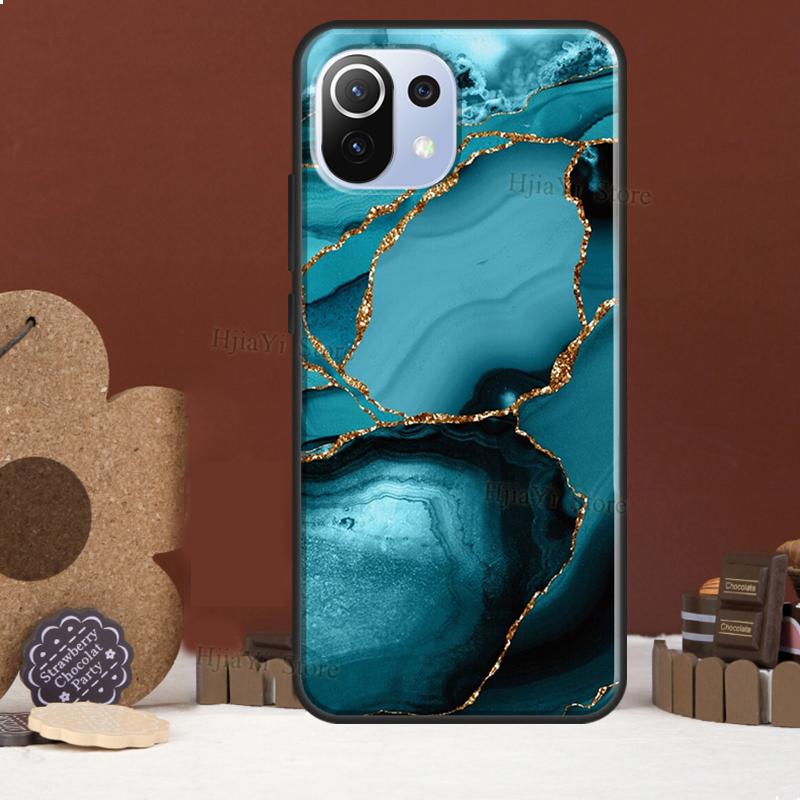 Teal Blue Gold Agate Marble Funda For POCO F5 X3 X4 X5 Pro F4 GT C40 F3 Case For Xiaomi 11T 12T Pro 12 X 13 Lite Cover