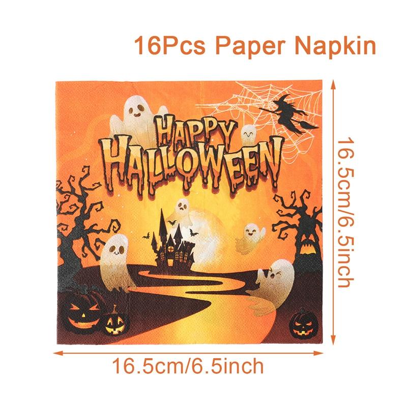Halloween Disposable Party Tableware Sets Pumpkin Witch Paper Plate Cup Napkins Kids Favor Happy Halloween Party Decor Supplies