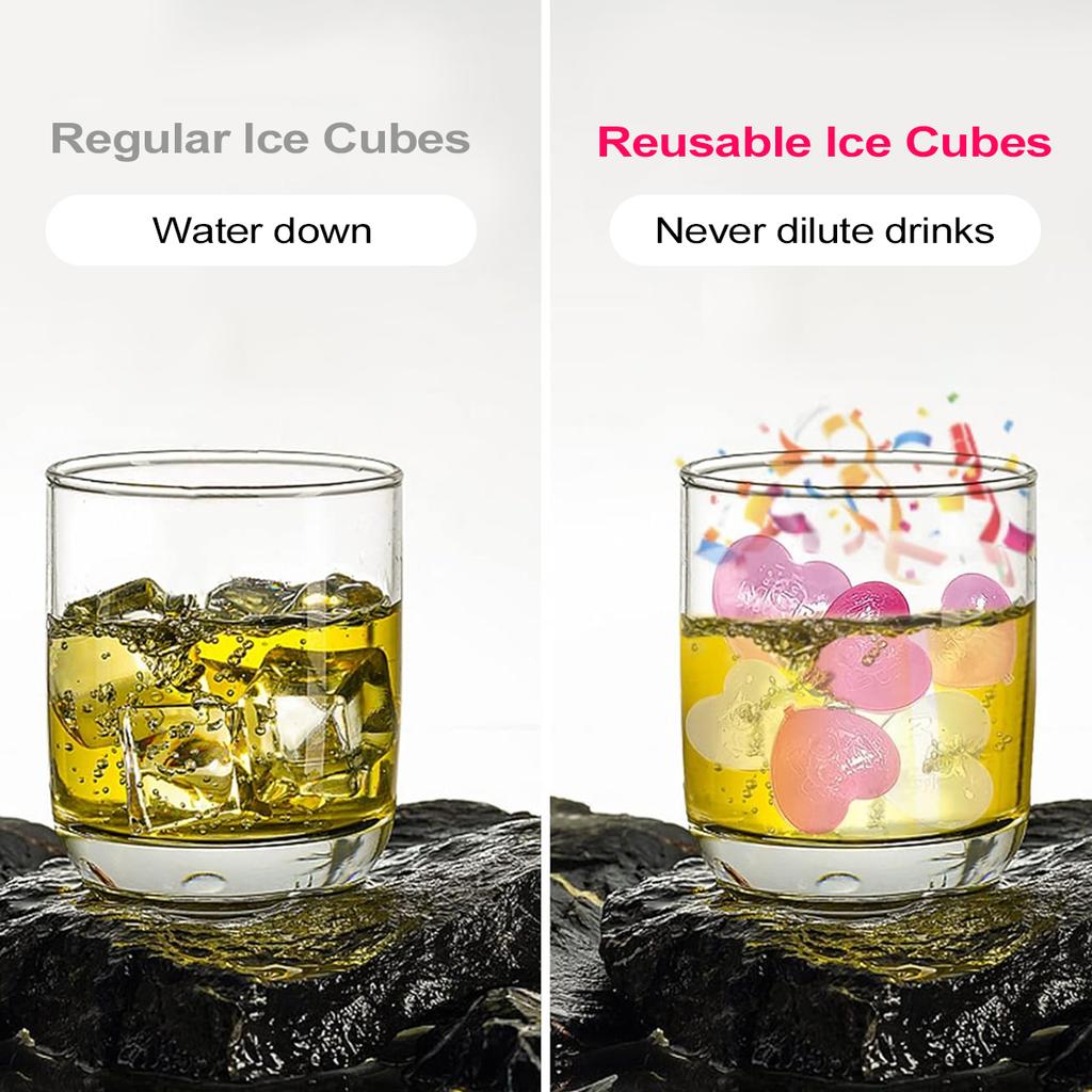 Leeseph 15 шт. многоразовых кубиков льда, моющиеся неплавящиеся пластиковые кубики льда в форме сердца для напитков, виски, коктейлей, вина, кофе