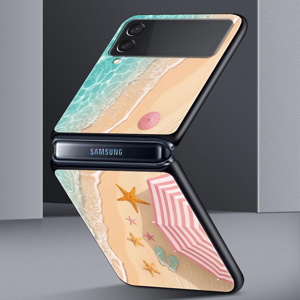 Летний пляжный жесткий ПК чехол для телефона Samsung Galaxy Z Flip 7 6 5 4 Черная крышка для Galaxy Z Flip 3 Складной корпус Fundas Capa Сумка