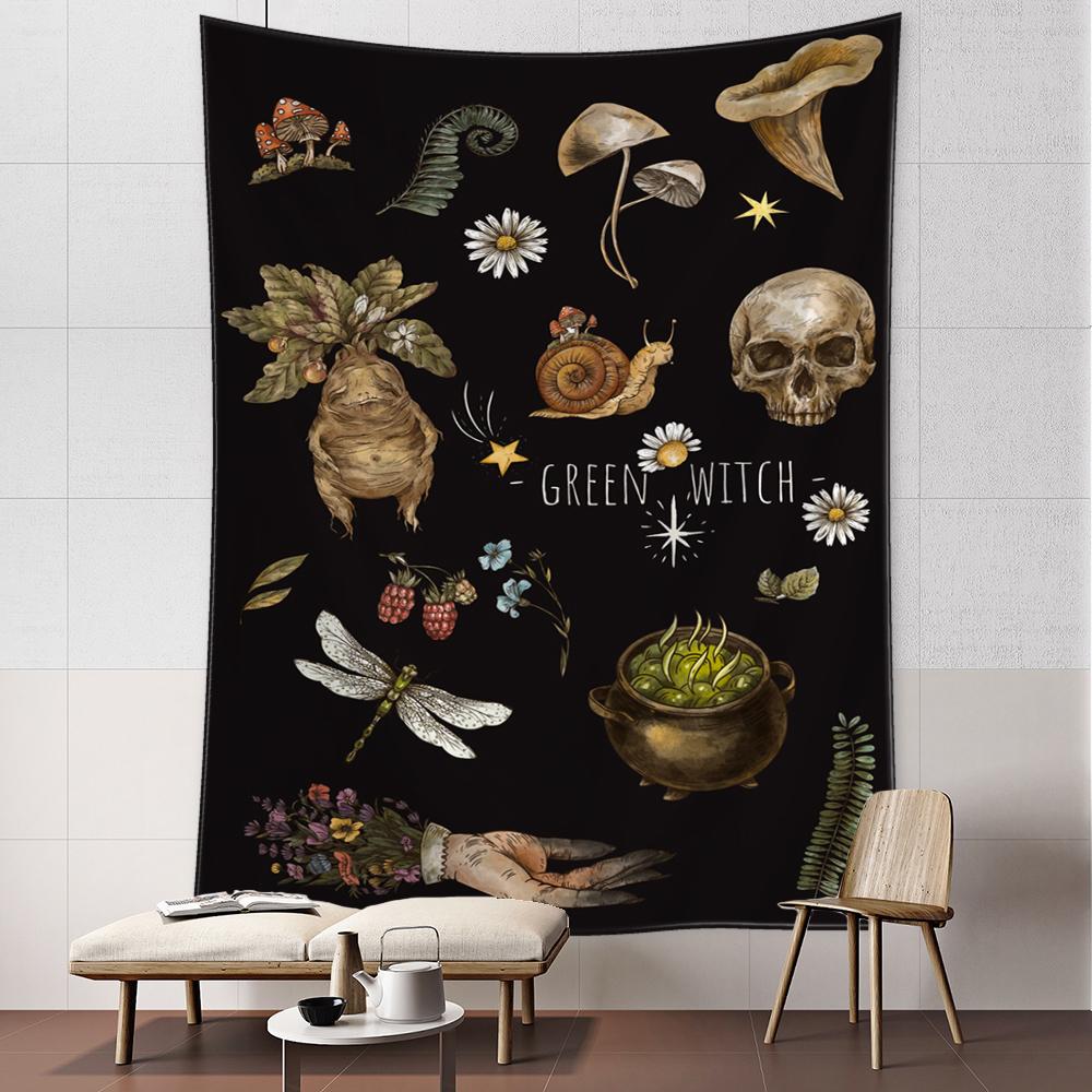 Винтажный психоделический грибной солнечный гобелен с растением небесный цветочный настенный подвесной хиппи Тапиз Декор в общежитии