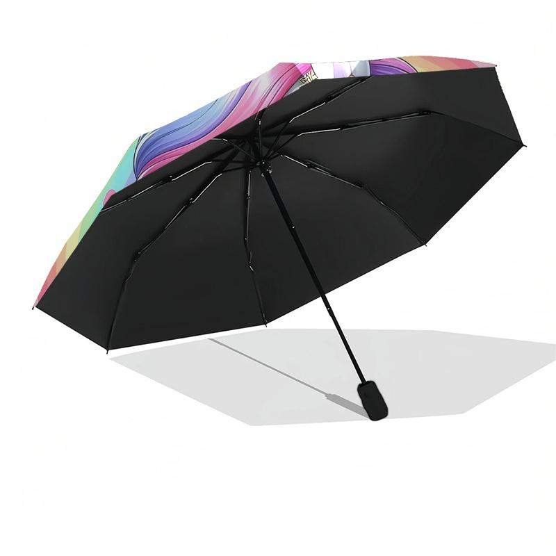 1pc Rainbow Unicorn Fantasy Art Umbrella with Plastic Handle,Suitable for All Seasons Home Travel Outdoor UmbrellaDD1787