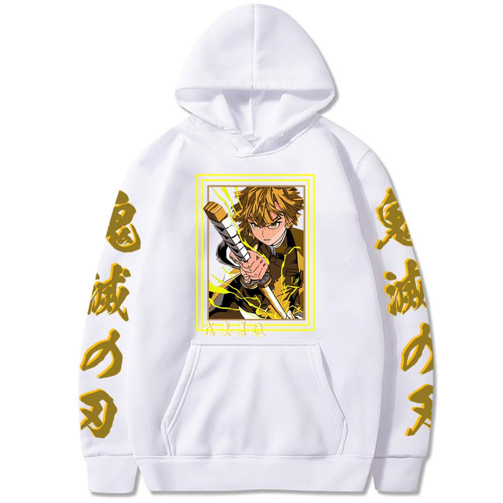 Аниме Demon Slayer японская манга толстовки Kimetsu No Yaiba Agatsuma Zenitsu Harajuku унисекс модная хип-хоп негабаритная толстовка