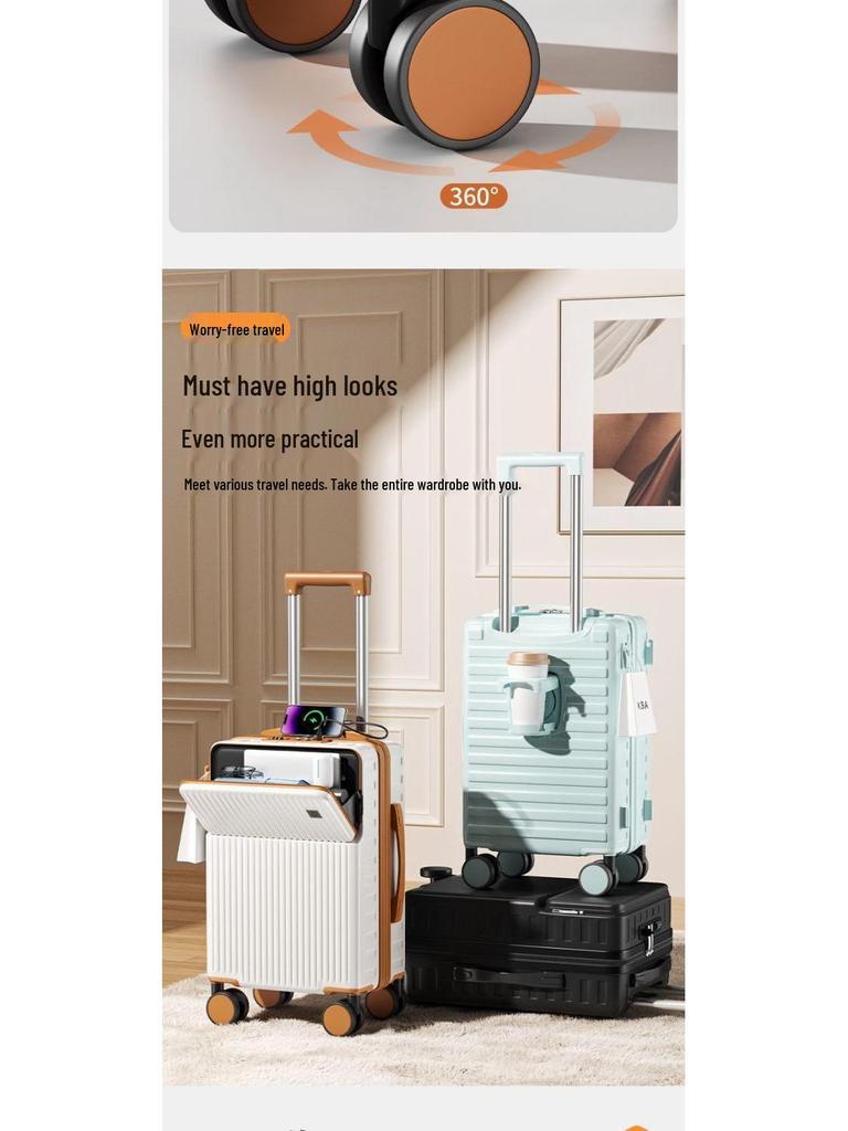 Многофункциональный студенческий чемодан-тележка с фронтальным открыванием и кодовым замком, большой вместимости