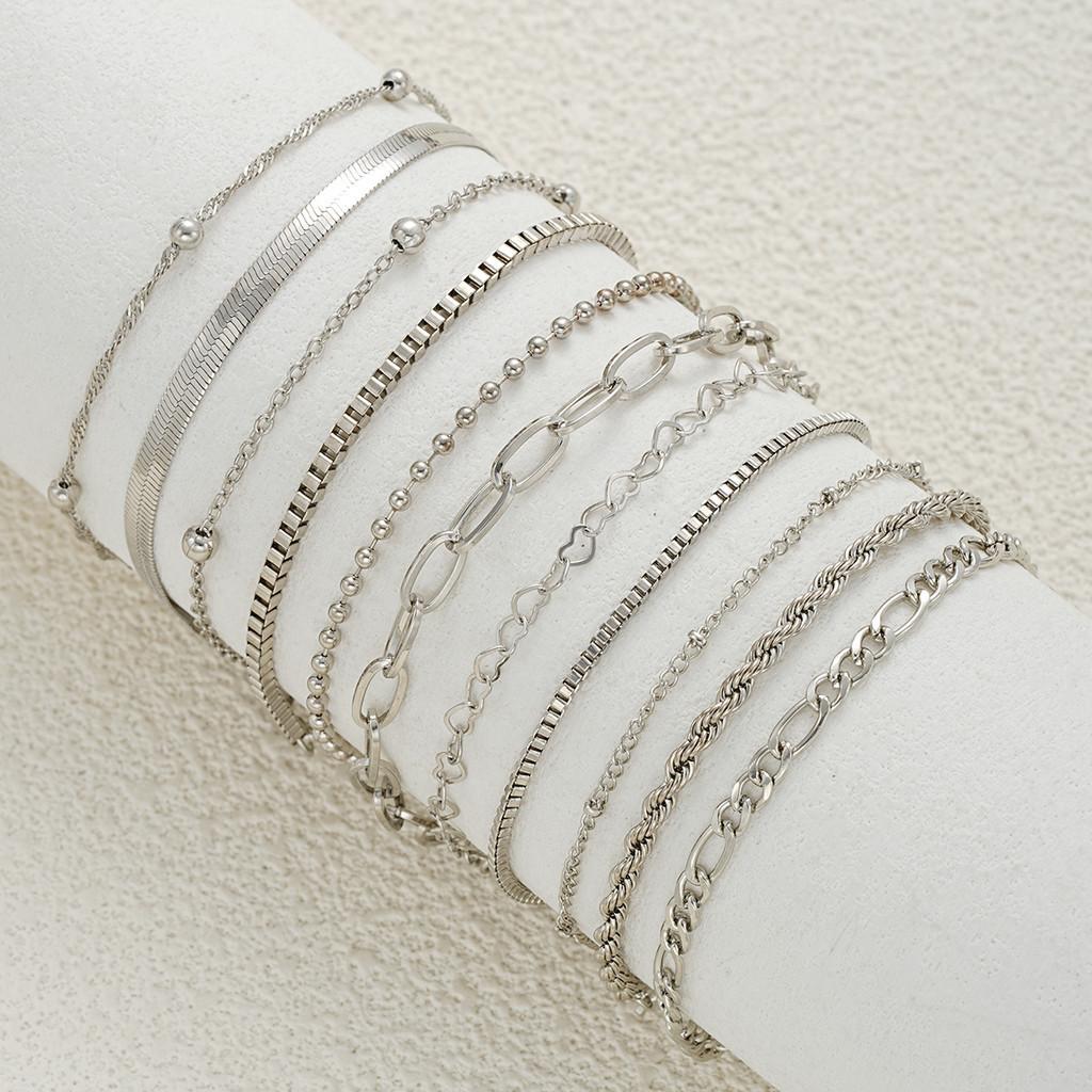 iF ME 6 шт./компл. серебряные браслеты с цепочкой в ​​виде змеи в форме сердца, винтажный набор браслетов для женщин, аксессуары, ювелирные изделия