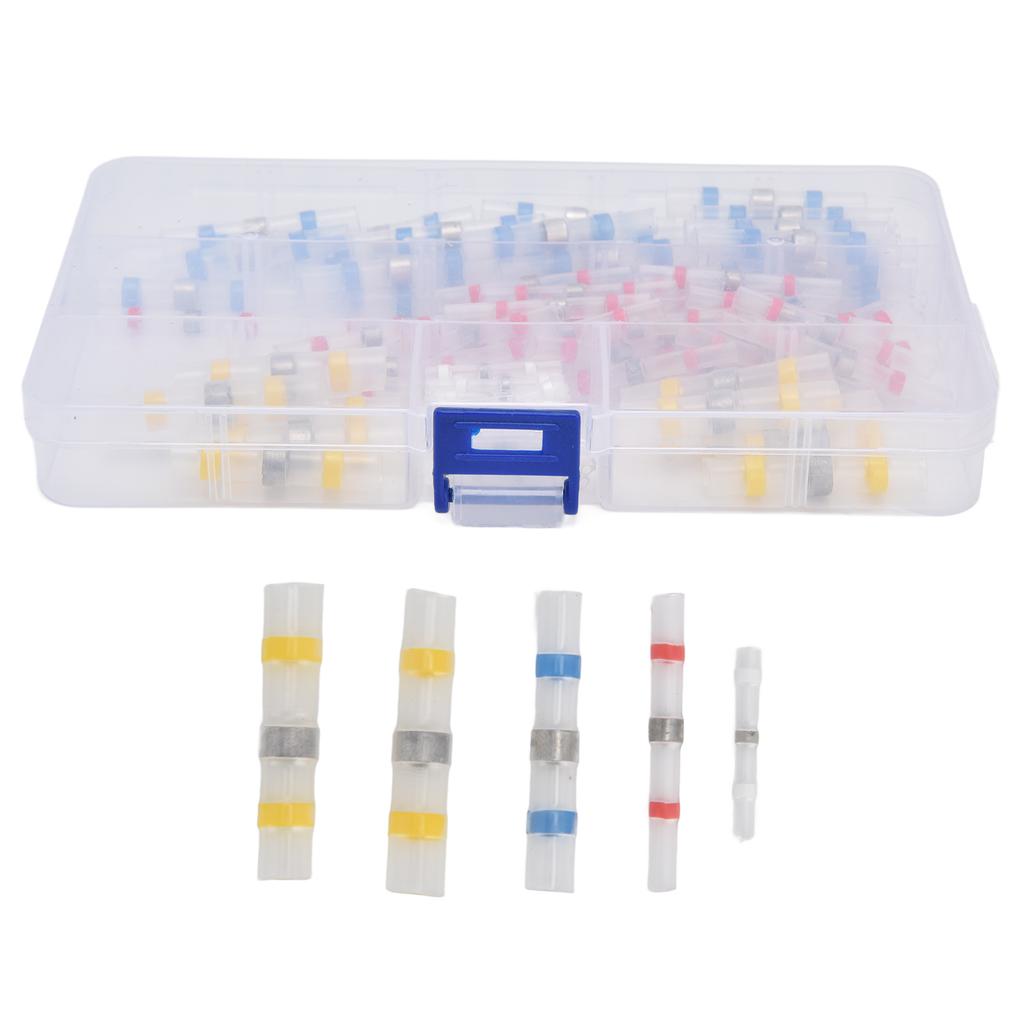 100 шт. комплект термоусадочных стыковых соединителей с припоем, изолированные водонепроницаемые клеммы для электрических проводов