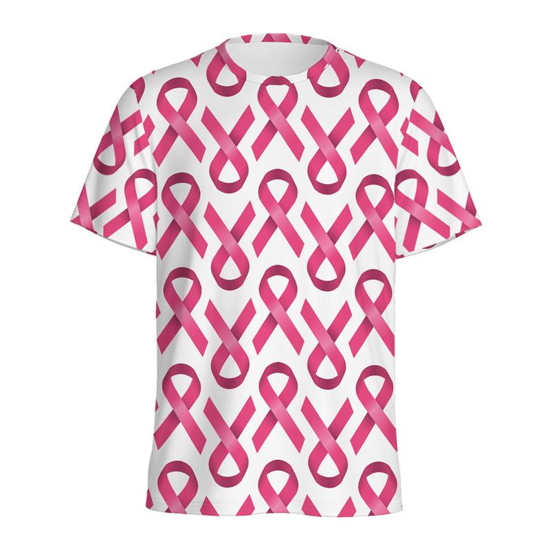 Summer Pink Ribbon T-shirt Women's T-shirt Short Sleeve O-neck Casual T-shirts Clothes Men Fashion Clothing Daily Tees Top
