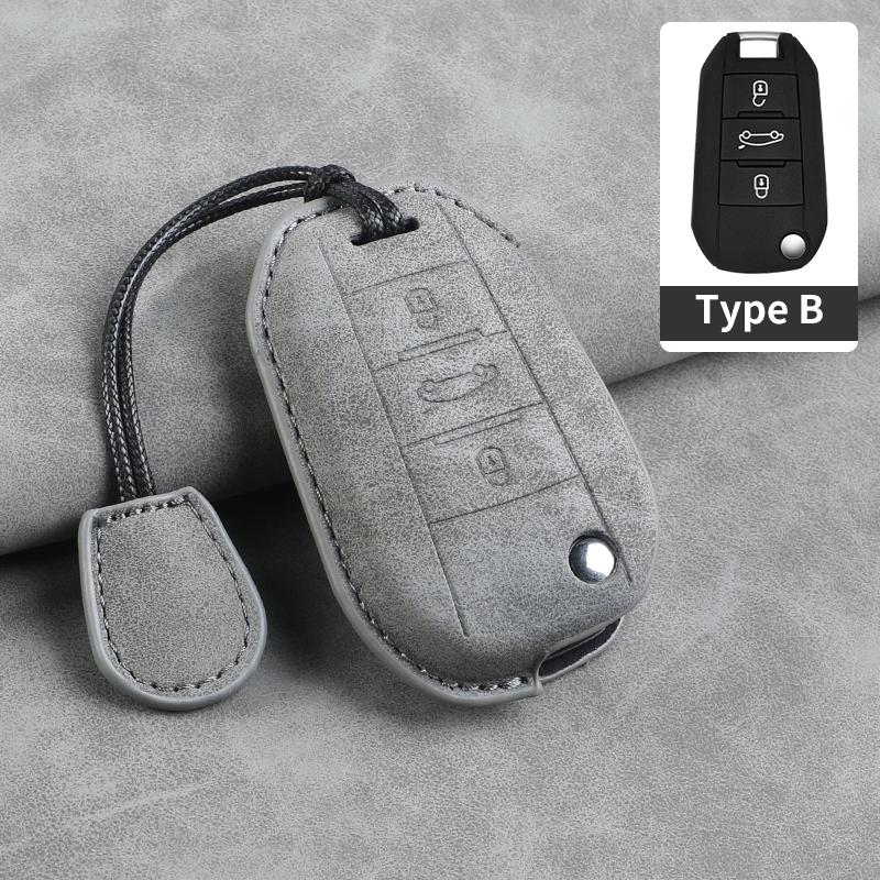 Leather Car Flip Key Case Cover for Peugeot 208 308 408 508 2008 3008 4008 5008 306 407 807 for Citroen C1 C3 C4 CACTUS C6 C8