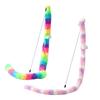 Интерактивная игрушка для кошек Котенка Удочка-дразнилка с колокольчиком Радужный цвет 33 дюйма Длинная плюшевая полоска Идеи подарков для котенка