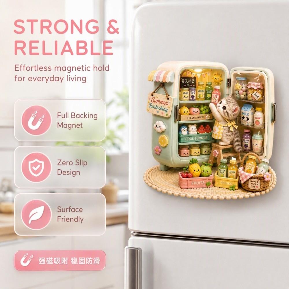 Simulation Fridge Magnet Cartoon Pattern 3D Refrigerator Stickers Refrigerator Decoration