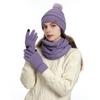 4 Pcs/Set Women Winter Hat Scarf Gloves Socks Set Thick Plush Knitted Warm Cap Gloves Elastic Ear Windpr