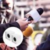 Set of 2 Portable ABS Microphone Flags, Square, White, Durable, Lightweight, and Stylish for Interviews and Events
