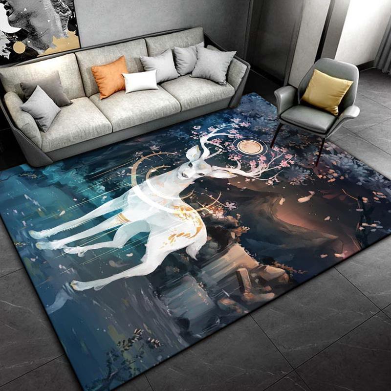 3D Мультяшный Скандинавский Лось Олень Ковер, Ковер для Гостиной Спальни, Детский Игровой Нескользящий Напольный Коврик Диванный Дверной Коврик Декорация