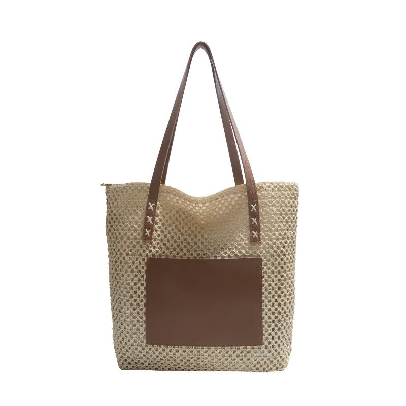 Повседневная соломенная сумка большой вместимости женская 2025 новая пляжная сумка для отпуска на море модная плетеная сумка-тоут через плечо