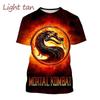Летняя популярная футболка с принтом Mortal Kombat Game 3D, короткий рукав, уличный стиль, крутая мужская повседневная футболка, футболки, мужская уличная одежда