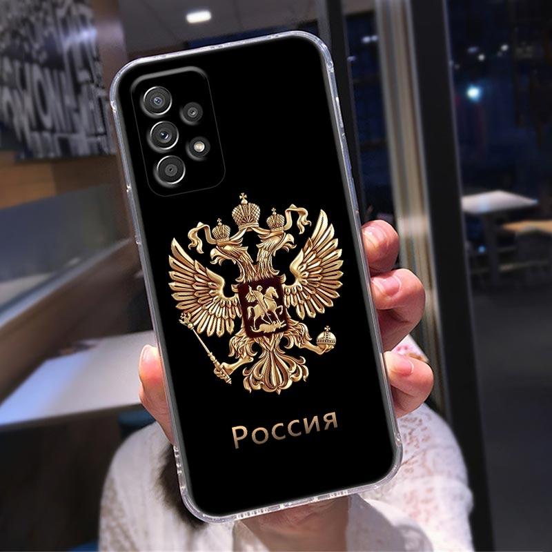Силиконовый прозрачный чехол для Samsung Galaxy A52 A51 A53 A72 A71 A73 A32 A31 A33 A22 A11 Мягкие чехлы Чехол Россия Российские флаги Эмблема