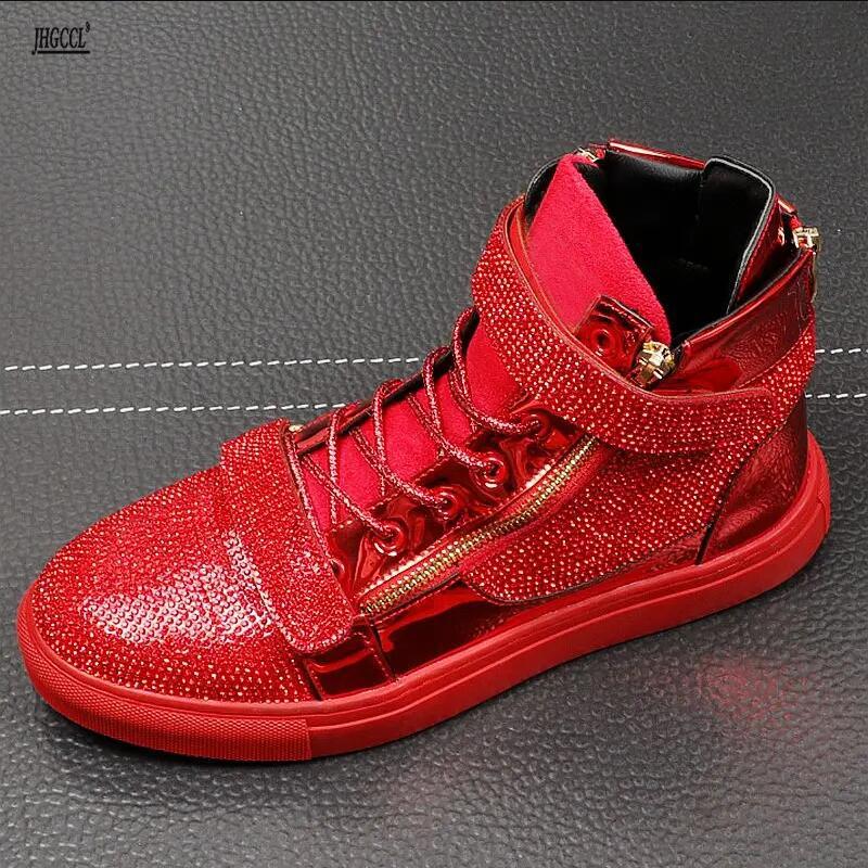 Мода Уютные Мужская Мода Повседневные Ботильоны на Пружинной Подошве Осень Высокий Верх Застежка-липучка Роскошные Дизайнерские Кроссовки Мужская Молодежная Тренд Обувь