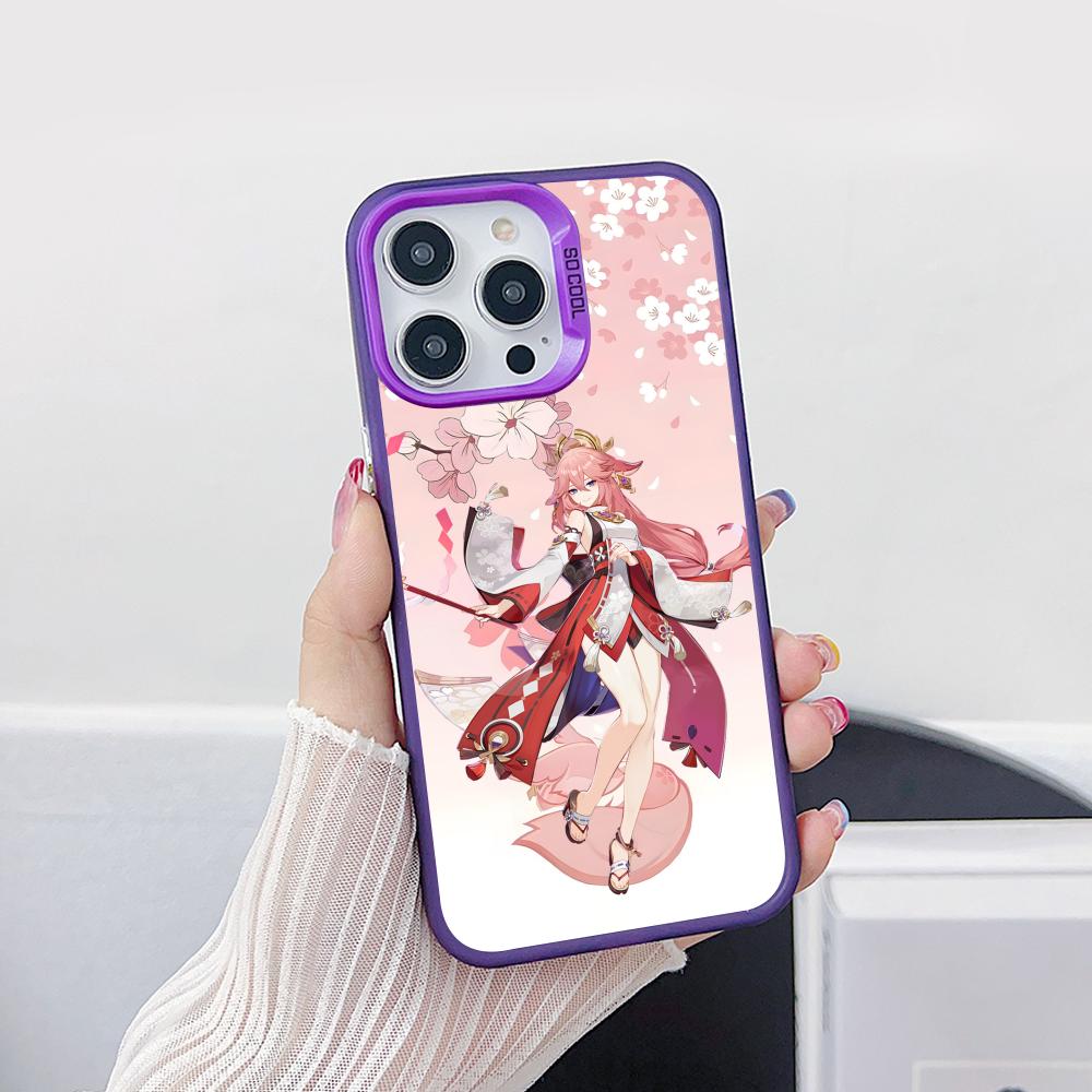 Игровой чехол GI Miko Фиолетовый полупрозрачный для мобильного телефона iPhone 17 16 15 14 13 12 11 X XR XS 8 7 Air Pro Max Plus Цветная крышка