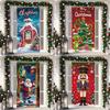 1Pcs Merry Christmas Tree Door Cover Banner Polyester Snowman White Christmas Tree Pattern for Eve New Year Holiday Party Front Door Home Wall Decor